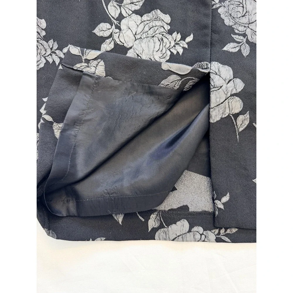 Maggy London‎ Skirt Womens 8 Black Floral Jacquard Pencil Midi Lined Made USA